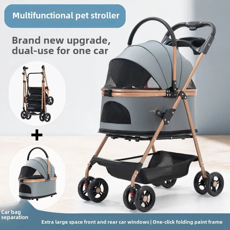 3-in-1 Convertible Pet Stroller – Detachable Carrier, 30lb Capacity