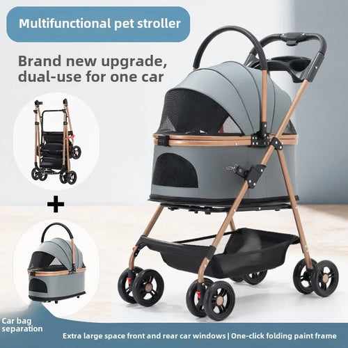 3-in-1 Convertible Pet Stroller – Detachable Carrier, 30lb Capacity