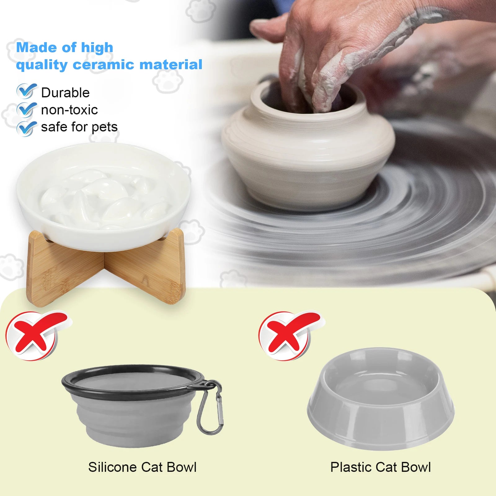 Elevated Ceramic Slow Feeder Bowl for Cats