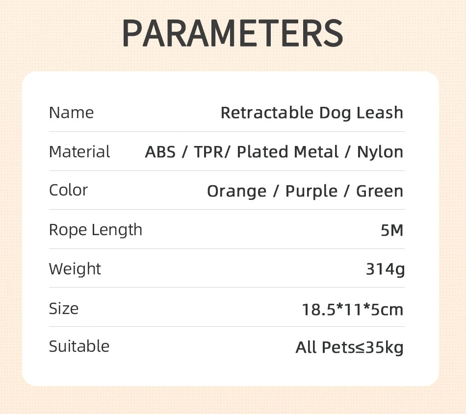 LED Retractable Dog Leash – 5M Reflective