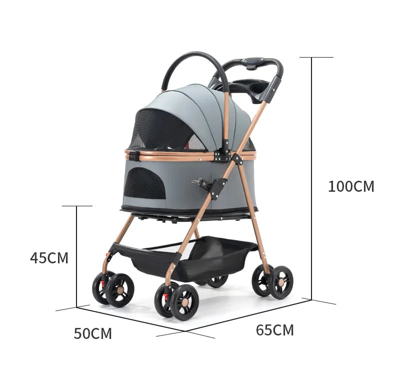 3-in-1 Convertible Pet Stroller – Detachable Carrier, 30lb Capacity