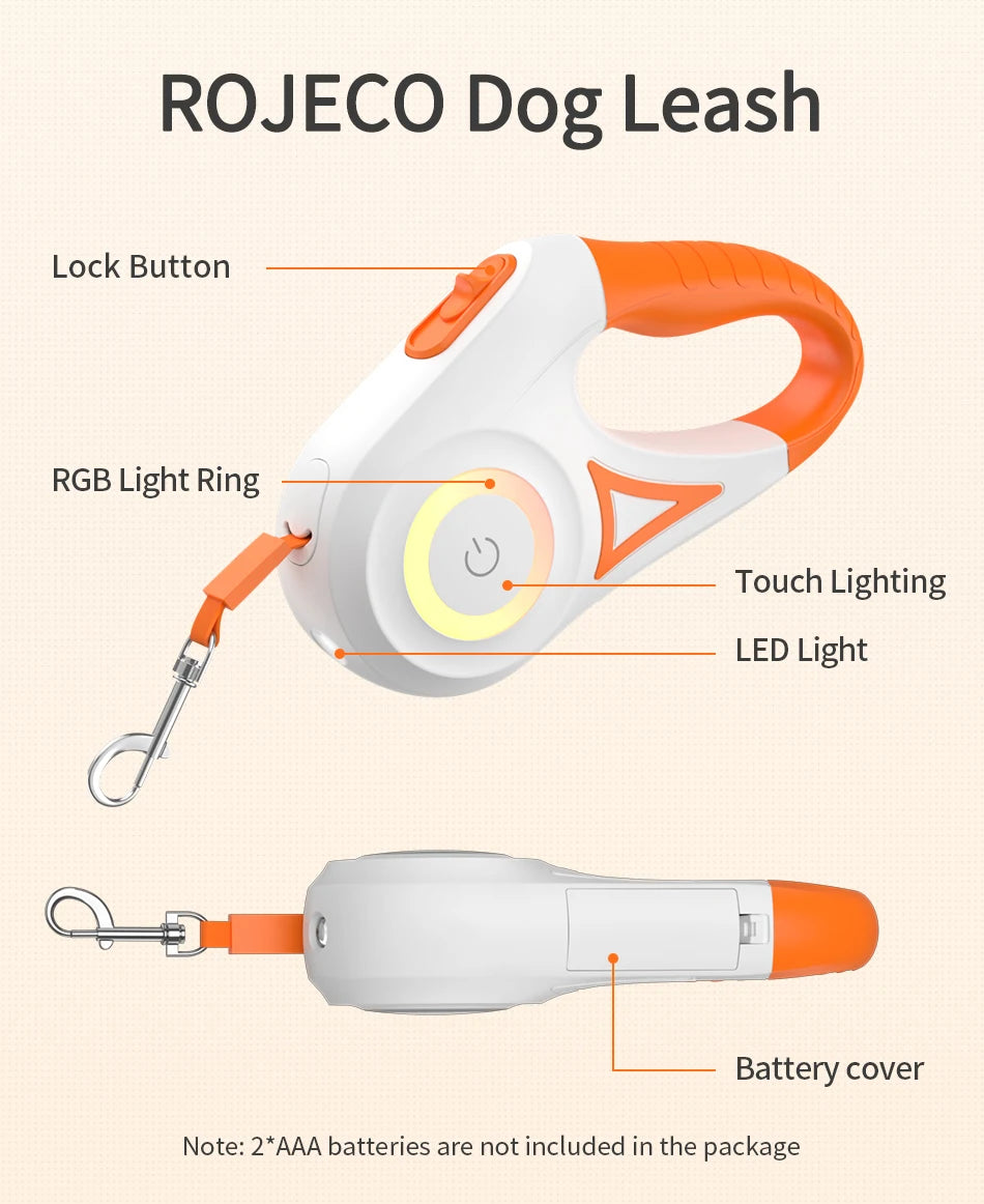 LED Retractable Dog Leash – 5M Reflective