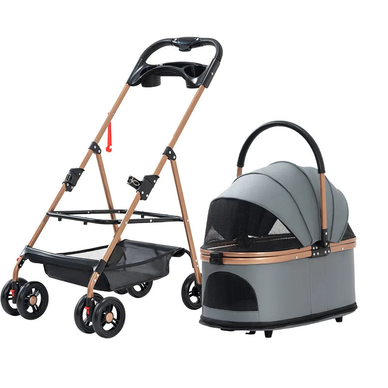 3-in-1 Convertible Pet Stroller – Detachable Carrier, 30lb Capacity