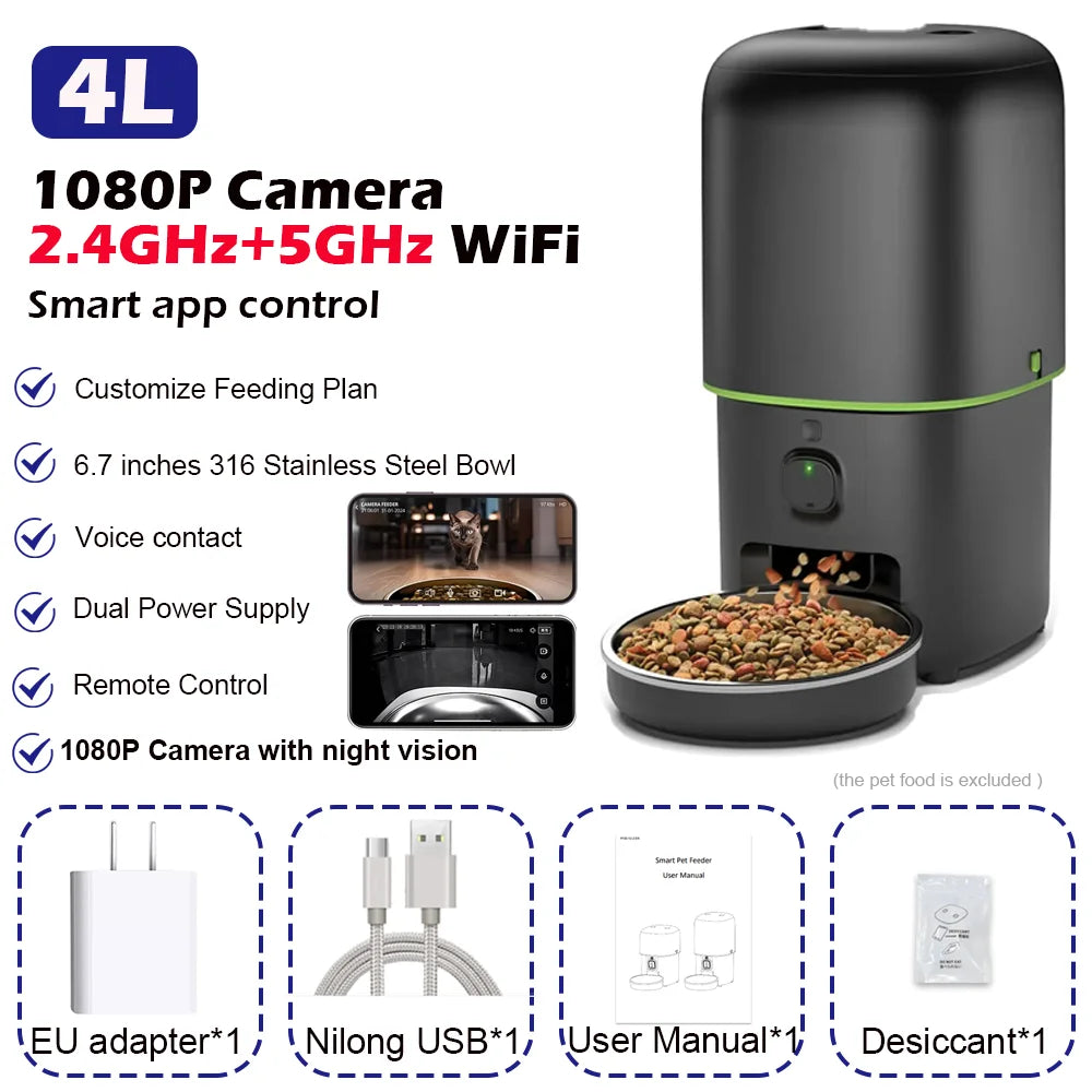 Smart Cat Feeder – 1080P Camera & WiFi App