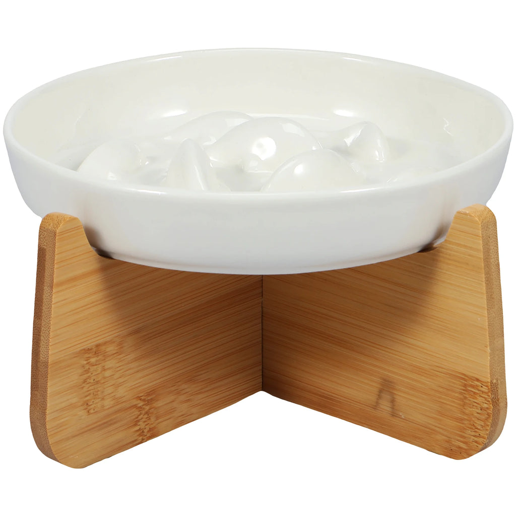 Elevated Ceramic Slow Feeder Bowl for Cats