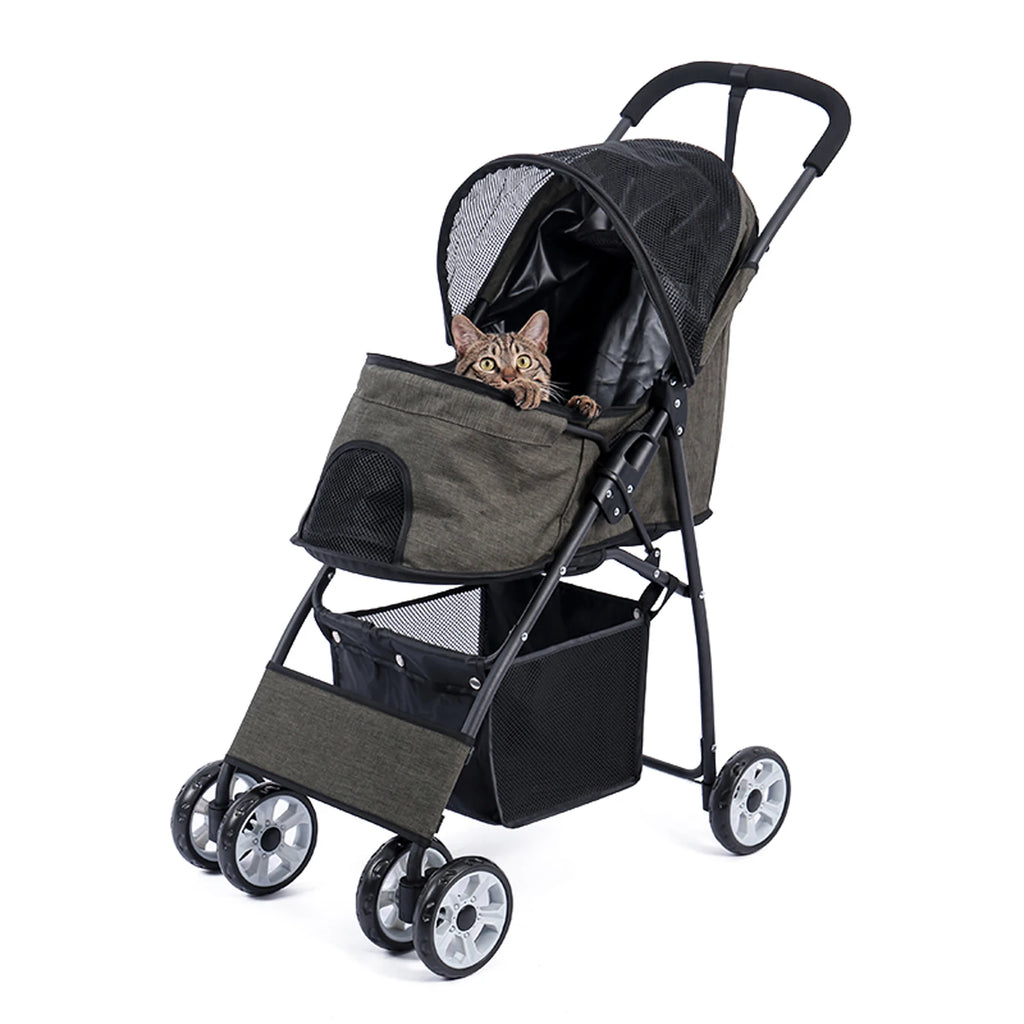 Foldable Pet Stroller for Small Dogs & Cats