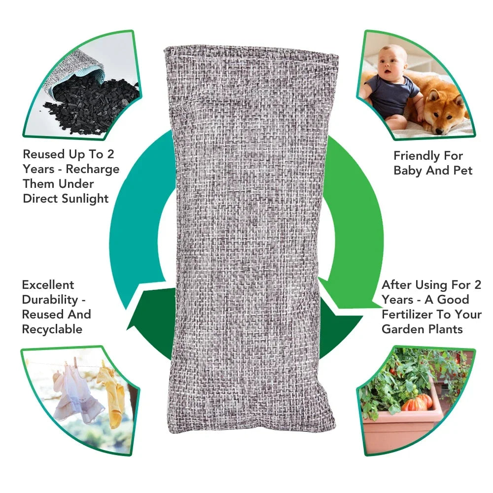 Bamboo Charcoal Odor Absorber Bags (10-Pack)