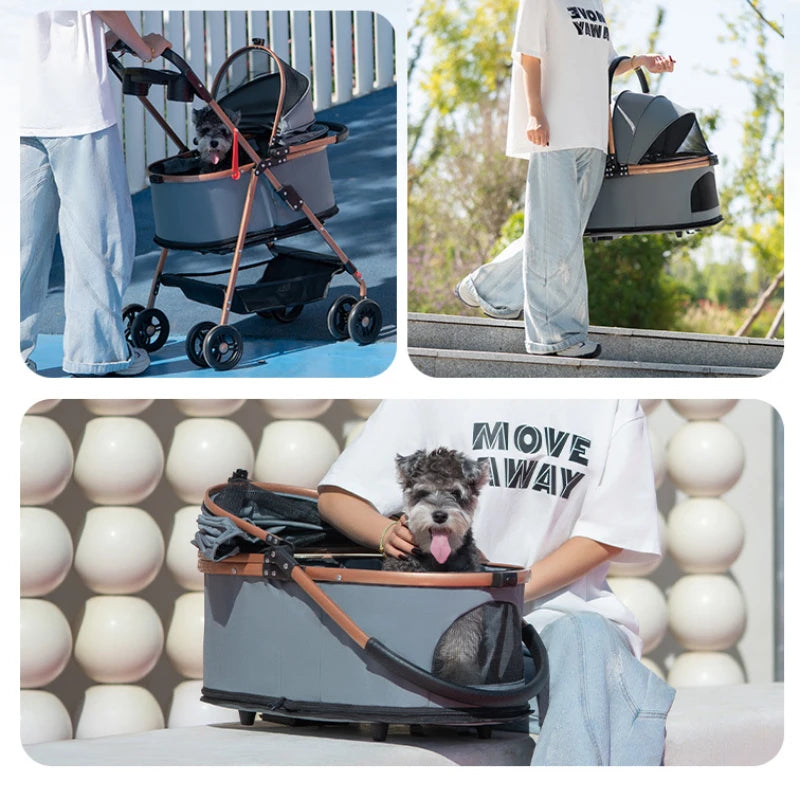 3-in-1 Convertible Pet Stroller – Detachable Carrier, 30lb Capacity