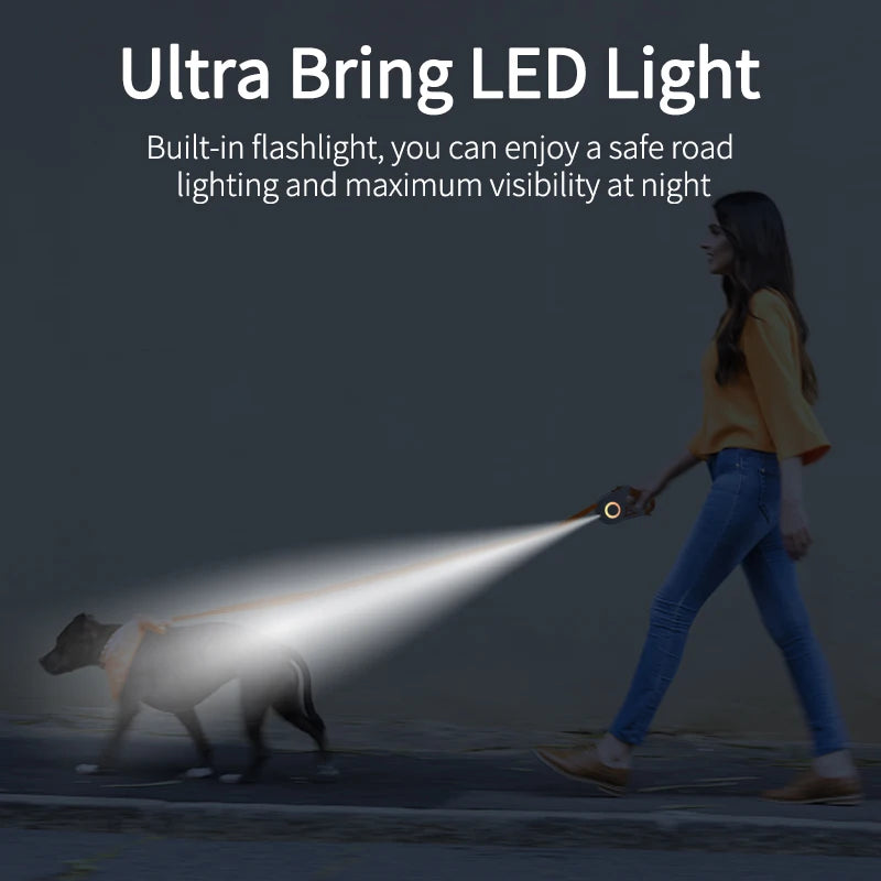 LED Retractable Dog Leash – 5M Reflective