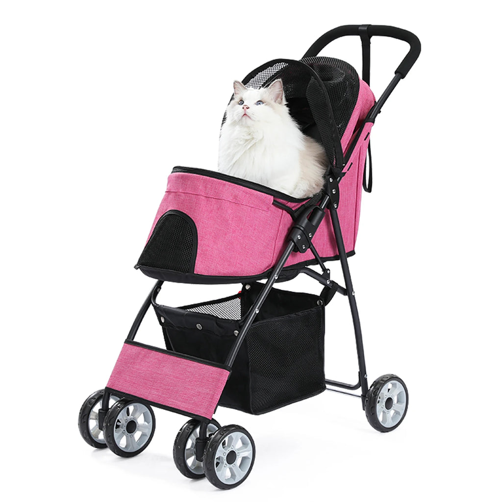 Foldable Pet Stroller for Small Dogs & Cats