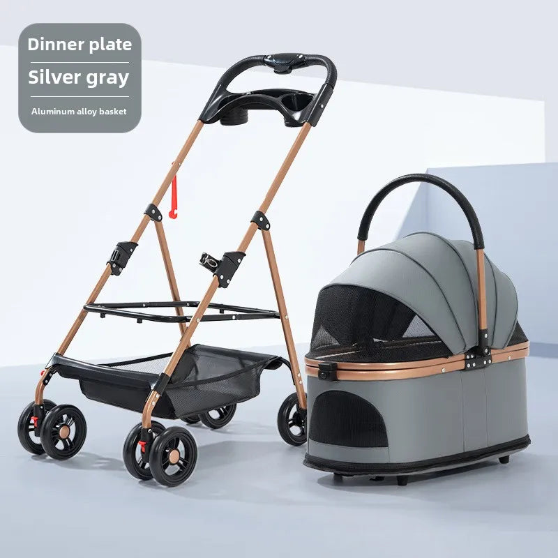 3-in-1 Convertible Pet Stroller – Detachable Carrier, 30lb Capacity