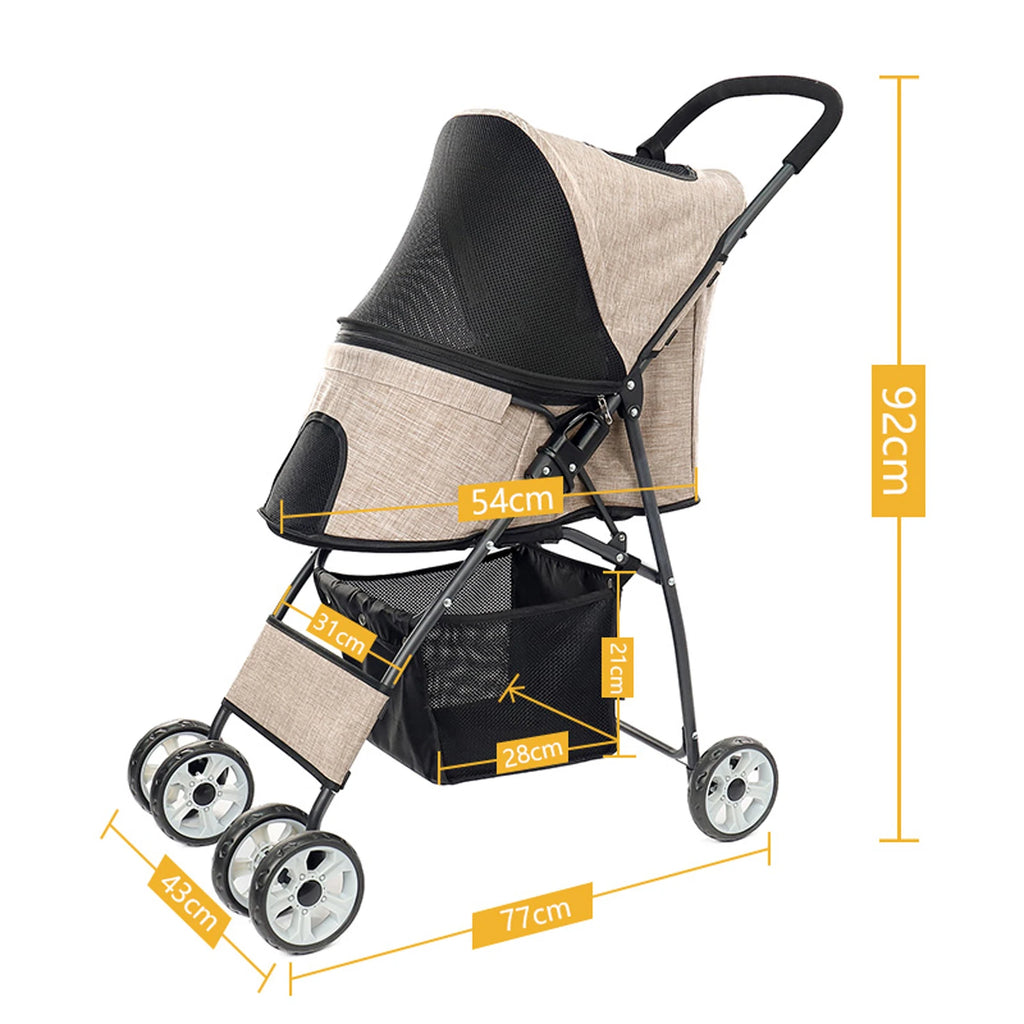Foldable Pet Stroller for Small Dogs & Cats