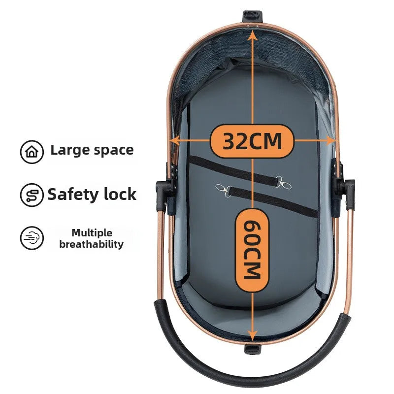 3-in-1 Convertible Pet Stroller – Detachable Carrier, 30lb Capacity